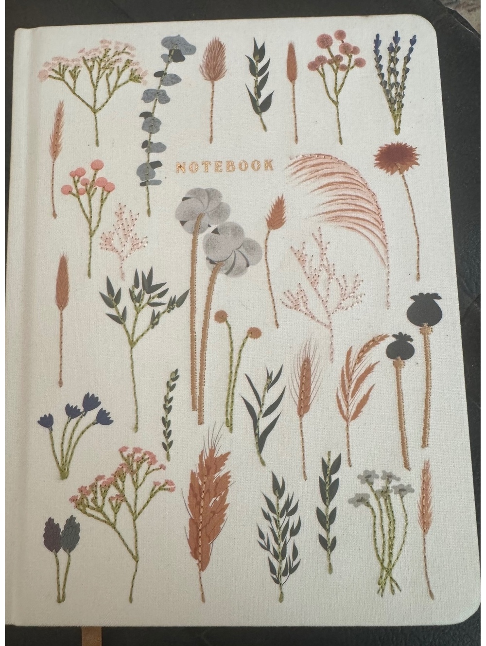 Threshold Floral Design Notebook, 240 Lined Pages, 6 x 8 Inches, Embroidered